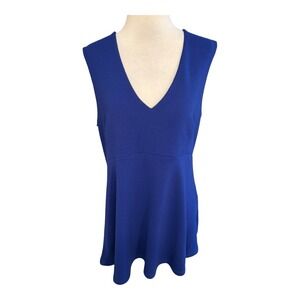 Ripe Maternity Blue Textured V Neck Sleeveless‎ Peplum Top Size Medium